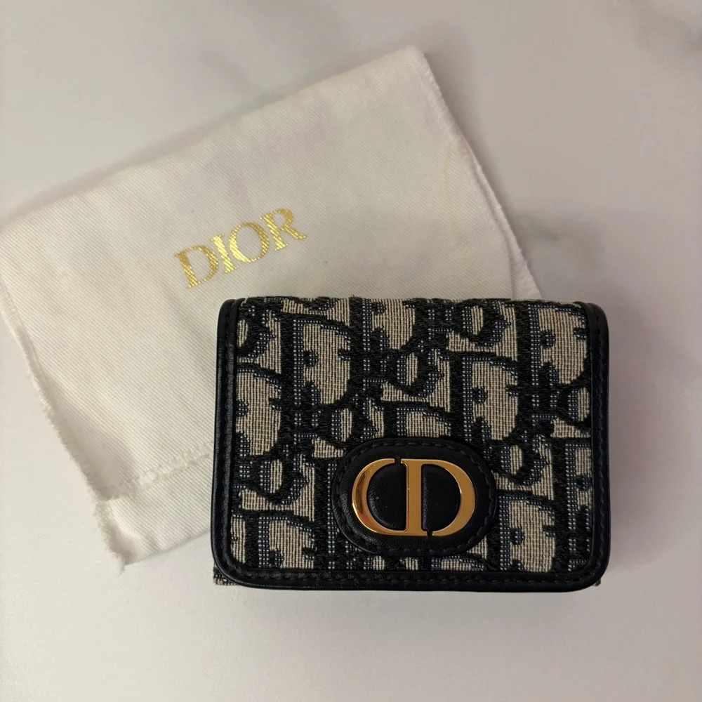 Dior Oblique Compact Wallet Blue